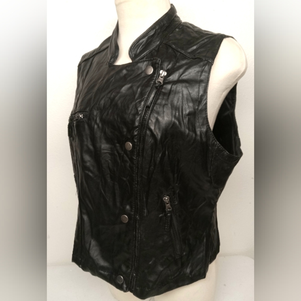 Miley Cyrus Faux Leather Zip Up Moto Vest Size XL
